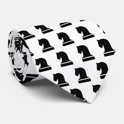 Ritterschachstück Muster schwarz-weiß Krawatte (Gerollt)