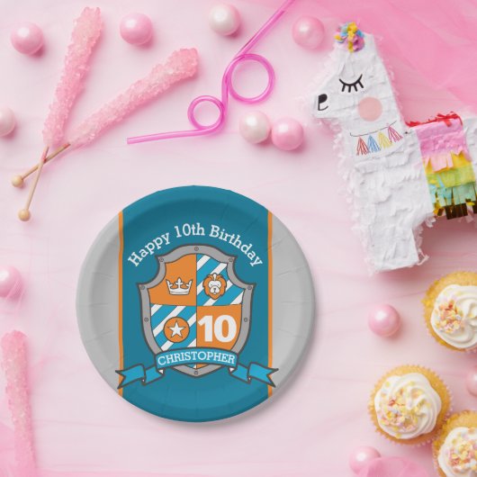 Ritterschild 10. Geburtstagsfeier Pappteller (Party)