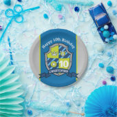 Ritterschild trägt 10. Geburtstagsschild Pappteller (Party)