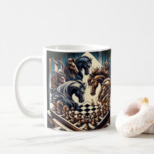 Ritterspiel - Schach trifft Fantasie Kaffeetasse (Mit Donut)