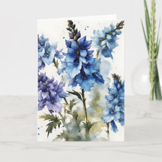 Rittersporn - Aquarellblumen Karte