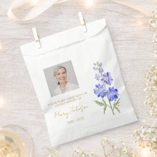 Rittersporn Einfaches Foto-Trauer-Andenken-Samen Geschenktütchen