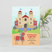 Ritterturnier im Mittelalter Geburtstagsparty Dankeskarte (Stehend Vorderseite)