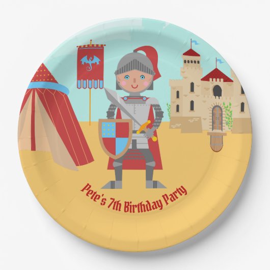 Ritterturnier im Mittelalter Geburtstagsparty Pappteller (Vorderseite)