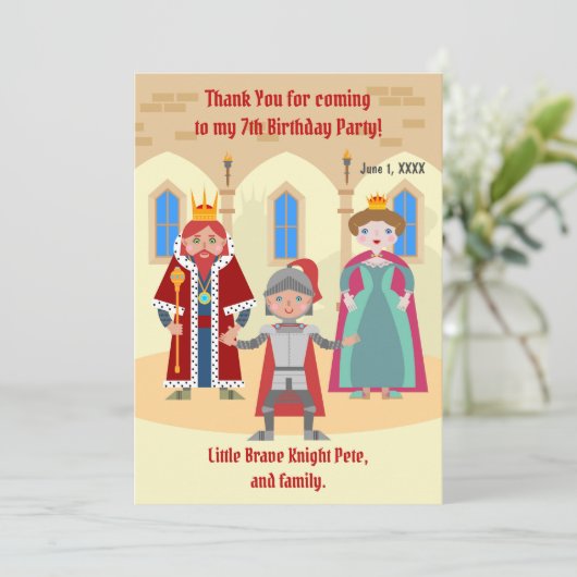 Ritterturnier Junge Geburtstagsparty Dankeskarte (Stehend Vorderseite)