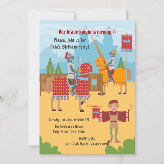 Ritterturnier Junge Geburtstagsparty Einladung (Vorderseite)