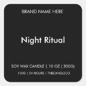 Ritual Night Candle | Minimalistisch Schwarz/Weiß Quadratischer Aufkleber (Vorderseite)