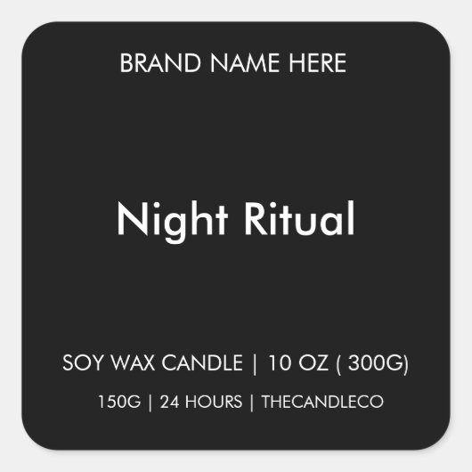Ritual Night Candle | Minimalistisch Schwarz/Weiß Quadratischer Aufkleber (Vorderseite)