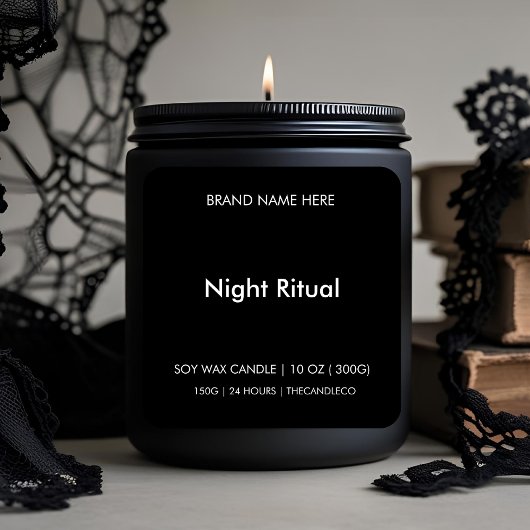 Ritual Night Candle | Minimalistisch Schwarz/Weiß Quadratischer Aufkleber