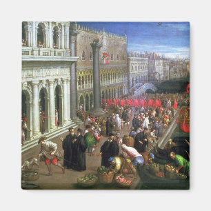 Riva degli Schiavoni, Venedig (Öl auf Leinwand) Magnet