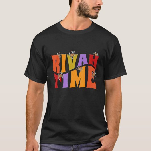 Rivah Time Retro Hippie Style With Blue Crab T-Shirt (Vorderseite)