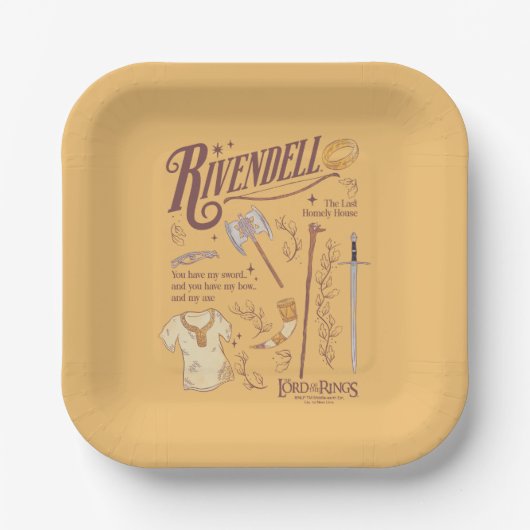 RIVENDELL™ Aquarell-Collage-Grafik Pappteller (Vorderseite)