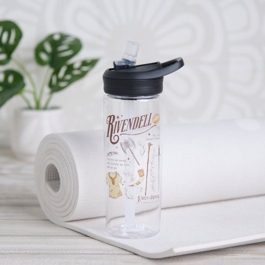 RIVENDELL™ Aquarell-Collage-Grafik Trinkflasche (Yoga)