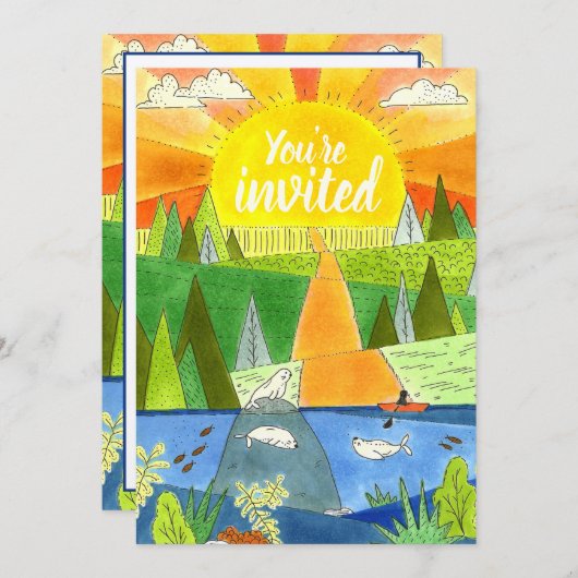 River Adventure Birthday Party Einladung (Vorne/Hinten)