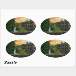 River Calder von der Hawksclough Bridge Ovaler Aufkleber