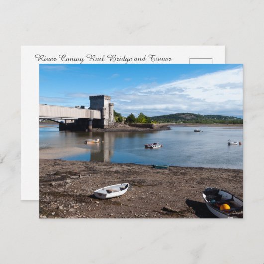 River Conwy Rail Bridge und Tower Postkarte (Vorne/Hinten)