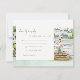 River Cruise Country Landschaft Hochzeit Wasserfar RSVP Karte