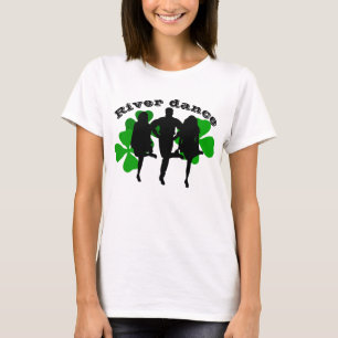 River Dance , irische Tänzer Grünes Klee/Kleeblatt T-Shirt