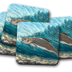 River Duo Untersetzer Set   Rustikales Trout-Unter