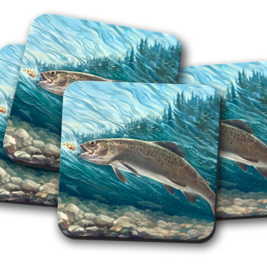 River Duo Untersetzer Set | Rustikales Trout-Unter