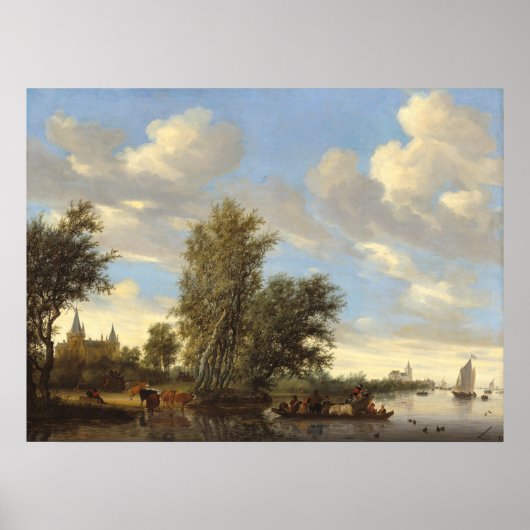 River Ferry - Salomon van Ruysdael Kunstgewerbe Poster (Vorne)