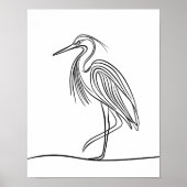 River Heron Line Art Poster Irish Wildlife (Vorne)