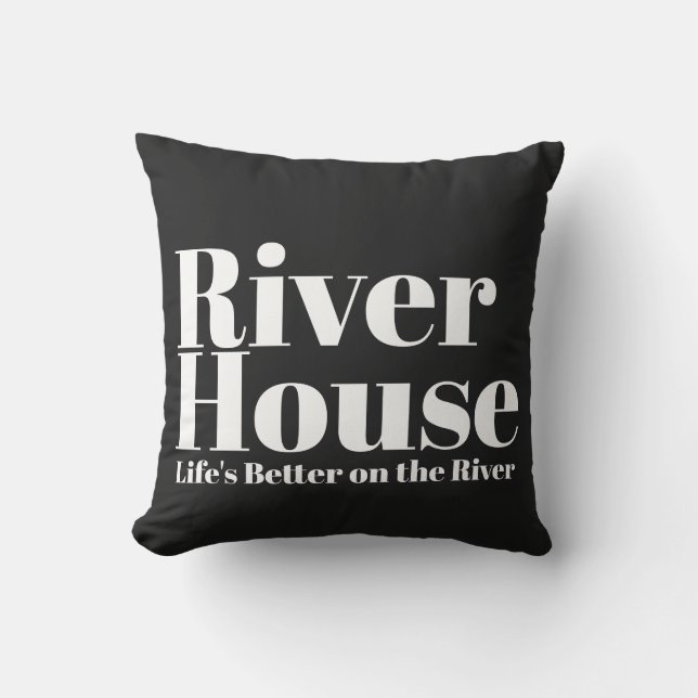 River House Decorative Outdoor Throw Kissen - Blac (Vorderseite)