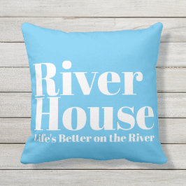 River House Decorative Outdoor Throw Kissen - Blau