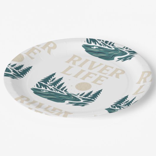 River Is Life Paper Tellers - Nature Inspiriert Pa Pappteller (Schrägansicht)