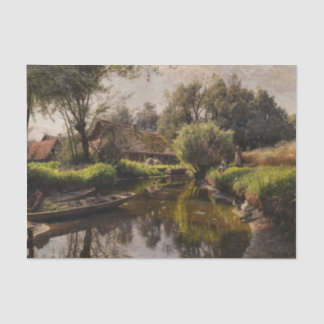 River Landscape in the Spreewald by Peder Monsted  Seidenpapier