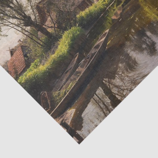 River Landscape in the Spreewald by Peder Monsted Seidenpapier (Ausschnitt)