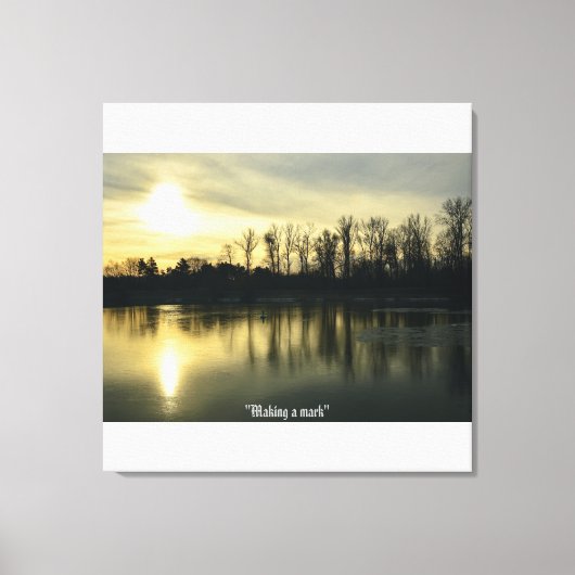 River Landscape Sunrise Stretched Canvas Print Leinwanddruck (Vorderseite)