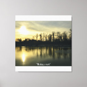 River Landscape Sunrise Stretched Canvas Print Leinwanddruck
