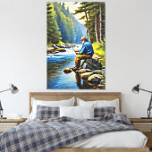 *~* River Man Fishing Stream Nature AP49 Leinwanddruck (Insitu (Schlafzimmer))