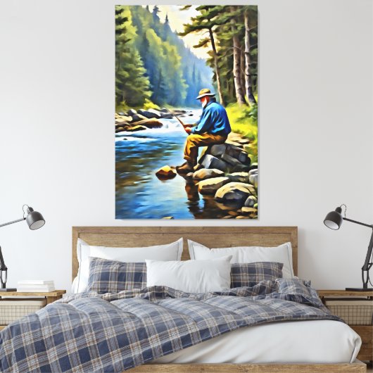 *~* River Man Fishing Stream Nature AP49 Leinwanddruck (Insitu (Schlafzimmer))