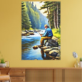 *~* River Man Fishing Stream Nature AP49 Leinwanddruck (Insitu (Wohnzimmer))