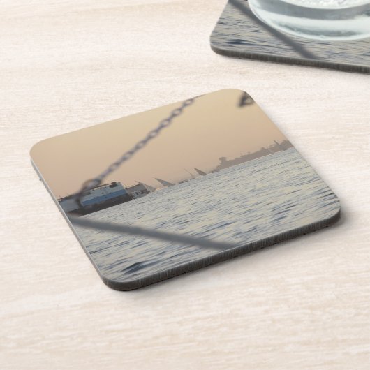 River Nile Sunset Hard Plastic Untersetzer (Linke Seite)