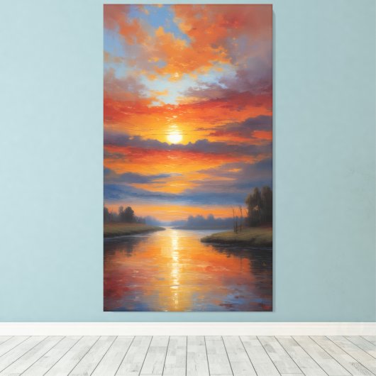 River of Fire: Serene Sunset Reflections Leinwanddruck (Insitu (Holzboden))