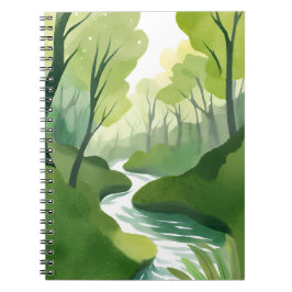 River of Green | Forest Watercolor Painting Notizblock