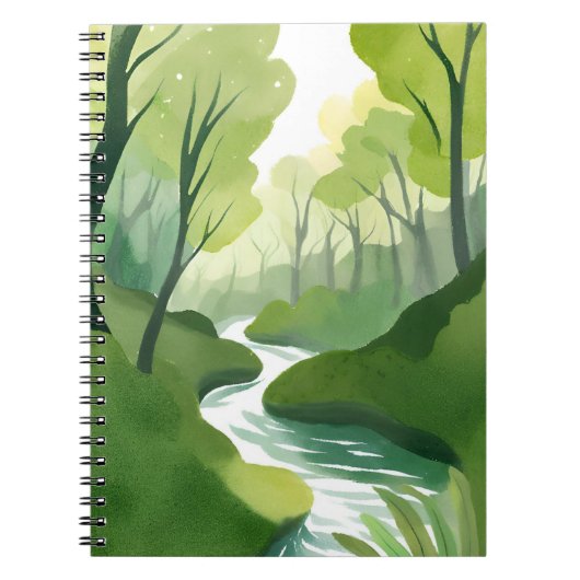 River of Green | Forest Watercolor Painting Notizblock (Vorderseite)