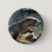 River Otter Animal-Lover's Wildlife Foto Button (Vorderseite)