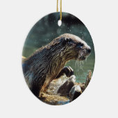 River Otter Animal-Lover's Wildlife Foto Keramik Ornament (Rechts)