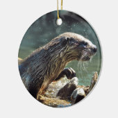 River Otter Animal-Lover's Wildlife Foto Keramik Ornament (Links)
