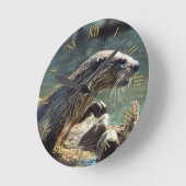 River Otter Animal-Lover's Wildlife Foto Runde Wanduhr (Winkel)