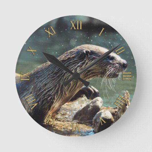 River Otter Animal-Lover's Wildlife Foto Runde Wanduhr (Vorderseite)