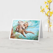 River Otter Art Card - Leere Karte (Gelbe Blume)