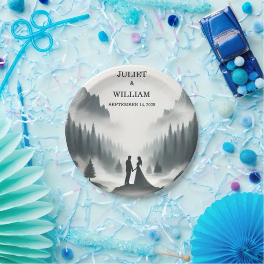 River Rain Cloud Nature Smoky Mountain Wedding Pappteller (Party)