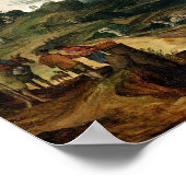 River Scene mit Ruinenturm Poster (Ecke)