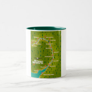 River Severn Wales England Reise Karte Zweifarbige Tasse