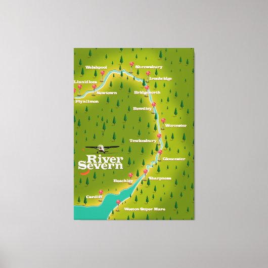 River Severn Wales England Reiseplan Leinwanddruck (Vorderseite)